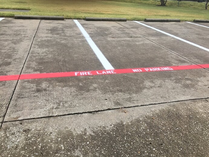 Parking lot striping and fire lane striping in Lewisville, Texas