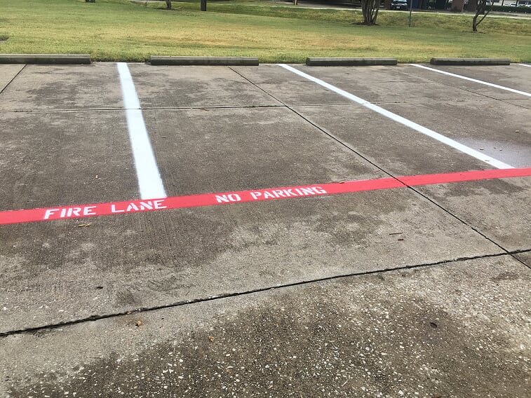 Fire lane striping and pressure washing